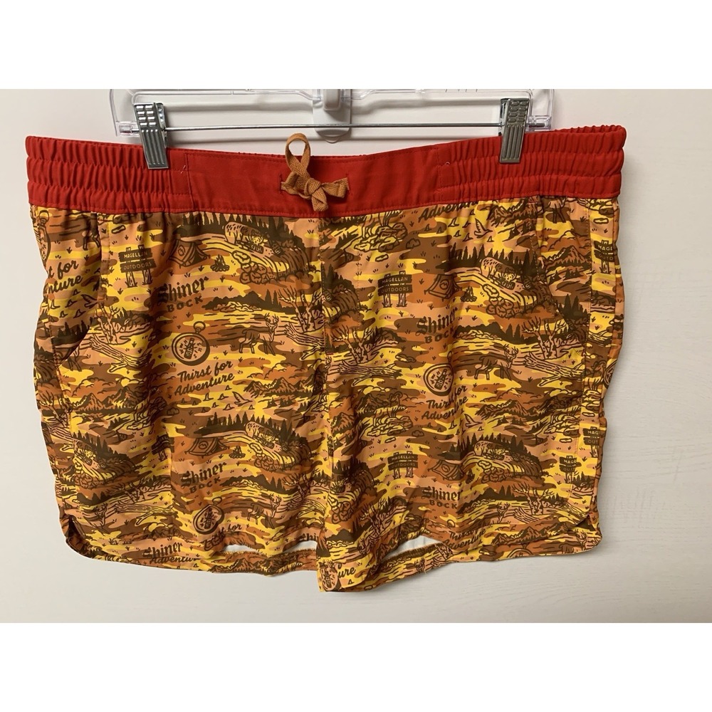 Magellan Outdoors Shorts Mens 2XL Shiner Bock Beer Camo Swim Trunks Fish Gear